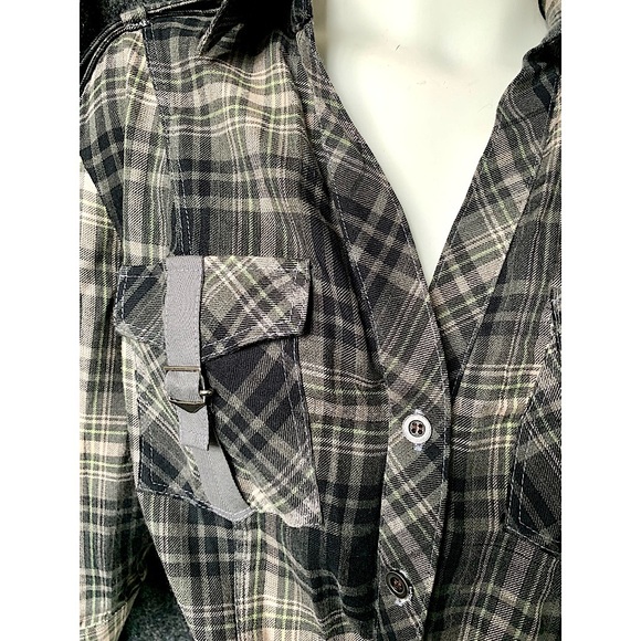 Brown Plaid Utility Button Up Top Size Small - Picture 9 of 11